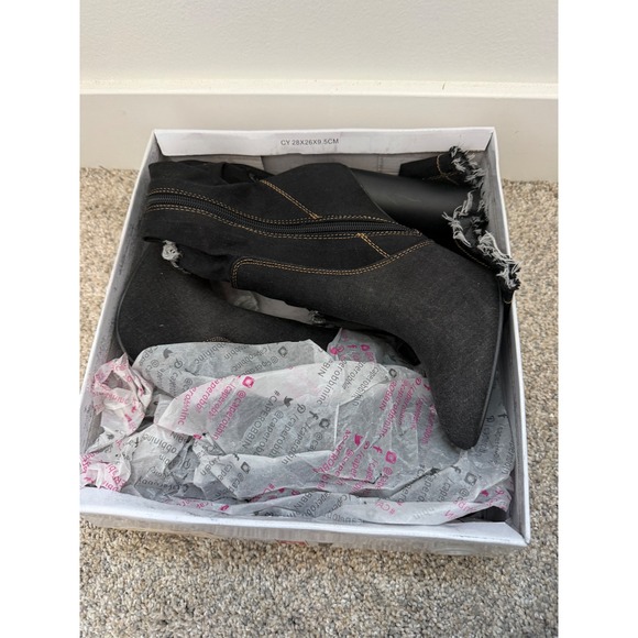 Cape Robbin Thigh-High Denim Distressed Boots with Heel – Size 6 - Picture 5 of 6